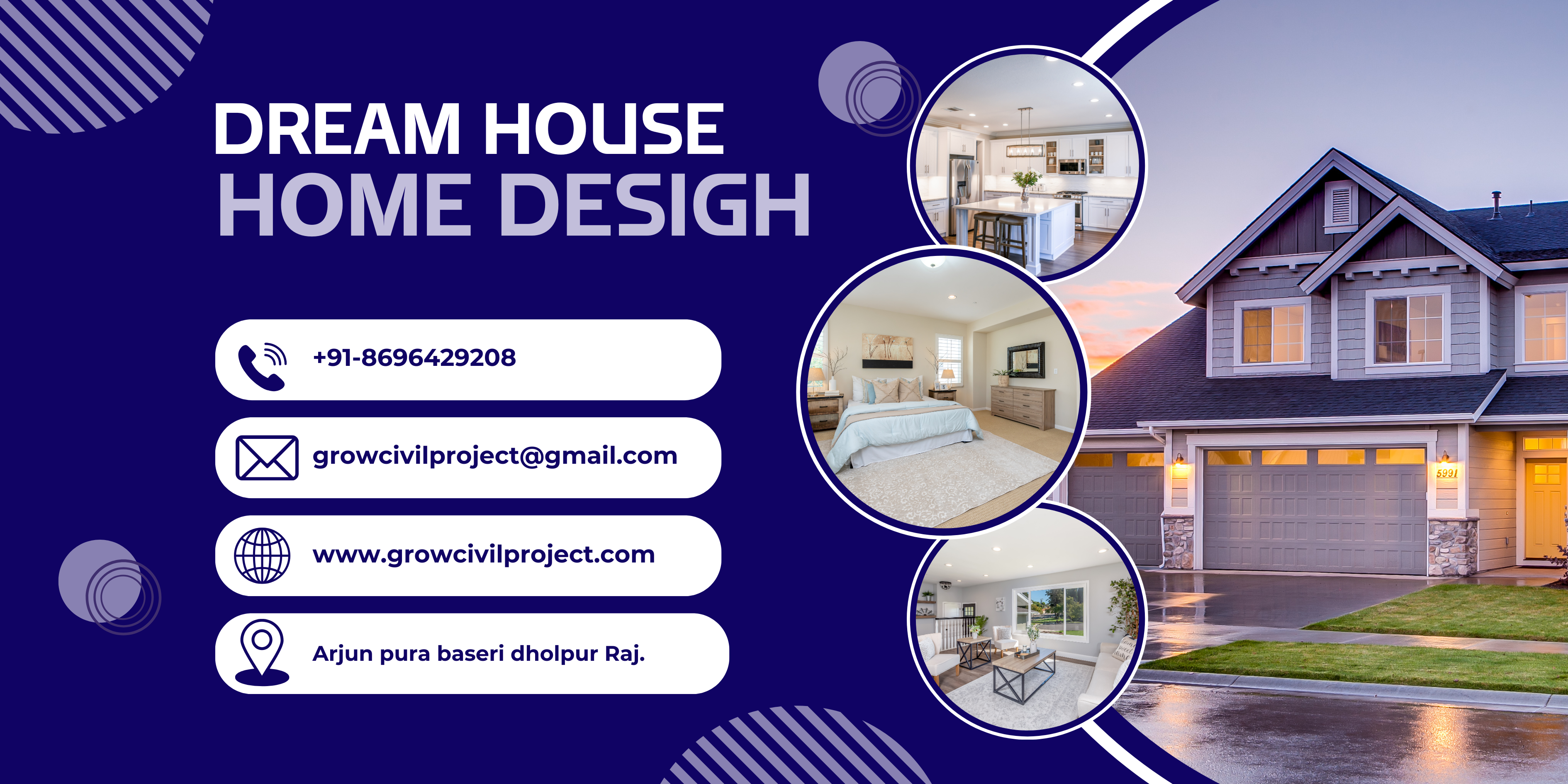 Blue Purple Modern Minimalist Dream House For Sale Banner